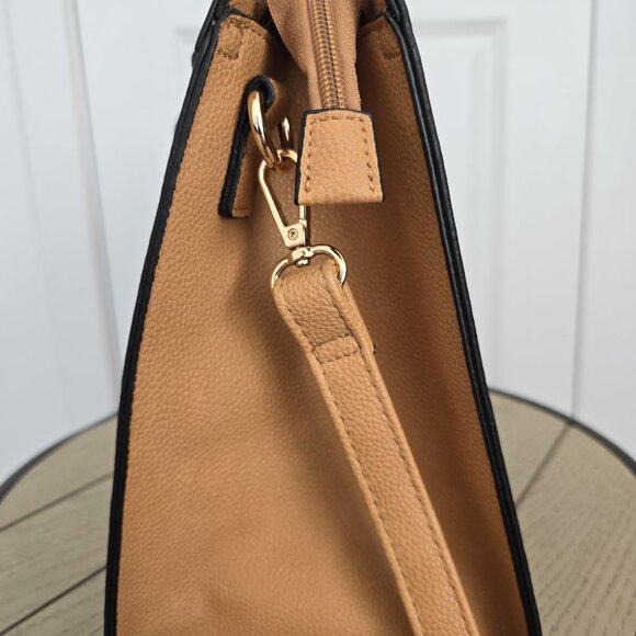 Neiman Marcus Dasein Women Brown Vegan Leather Lock Style Top Handle Bag - Picture 4 of 6